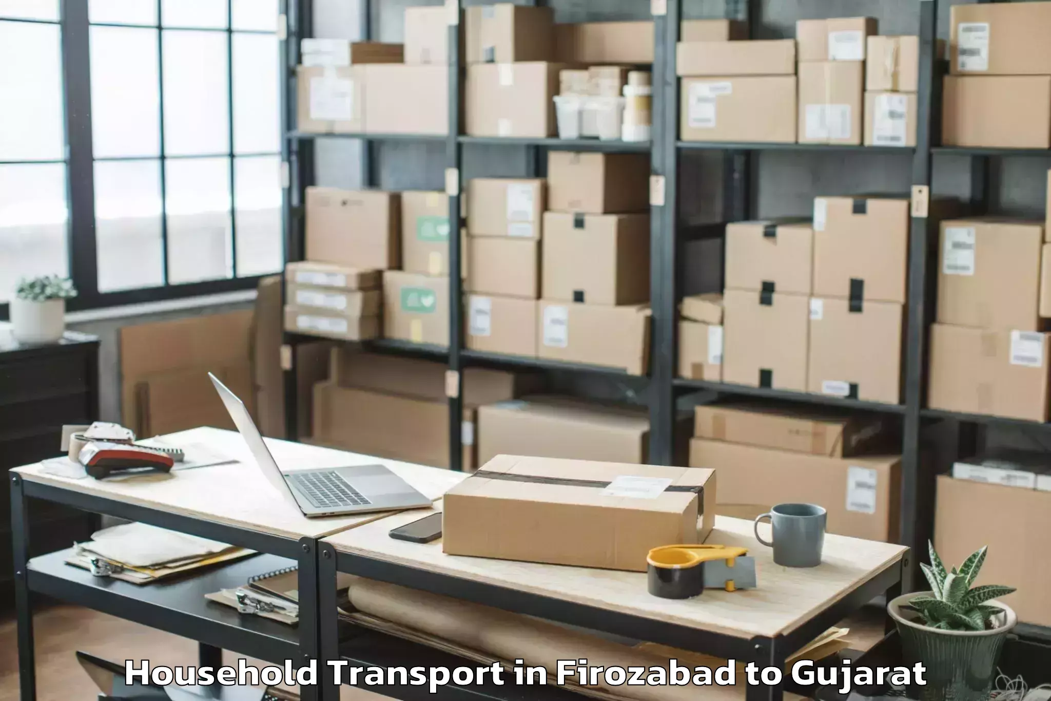 Reliable Firozabad to Crystal Mall Rajkot Household Transport